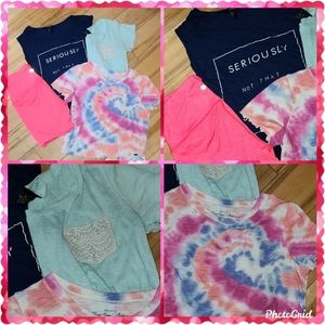 4 pc lot leading,  crop top, sleevless, flowy shir